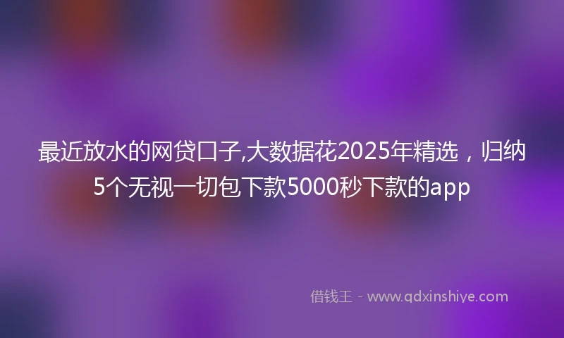 最近放水的网贷口子,大数据花2025年精选，归纳5个无视一切包下款5000秒下款的app