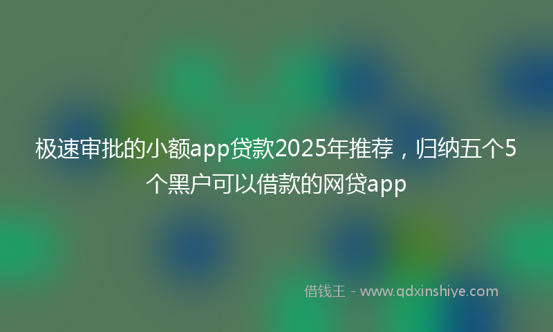 极速审批的小额app贷款2025年推荐，归纳五个5个黑户可以借款的网贷app