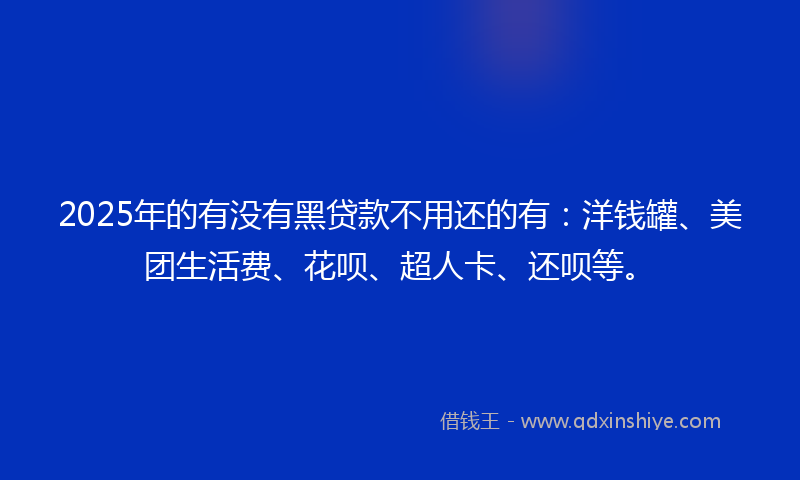 2025年的有没有黑贷款不用还的有：洋钱罐、美团生活费、花呗、超人卡、还呗等。