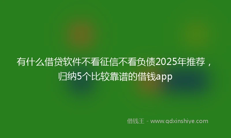 有什么借贷软件不看征信不看负债2025年推荐，归纳5个比较靠谱的借钱app