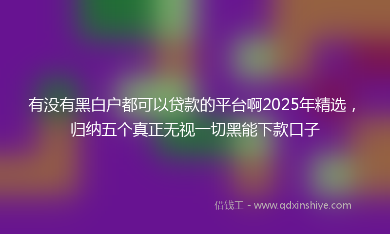 有没有黑白户都可以贷款的平台啊2025年精选，归纳五个真正无视一切黑能下款口子