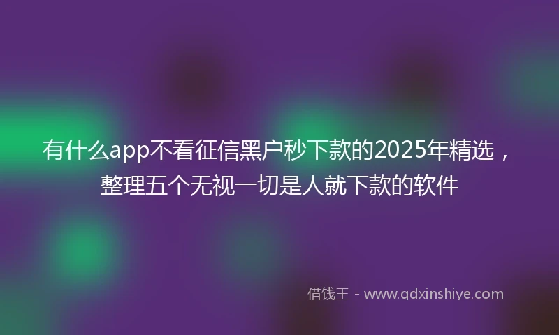 有什么app不看征信黑户秒下款的2025年精选，整理五个无视一切是人就下款的软件