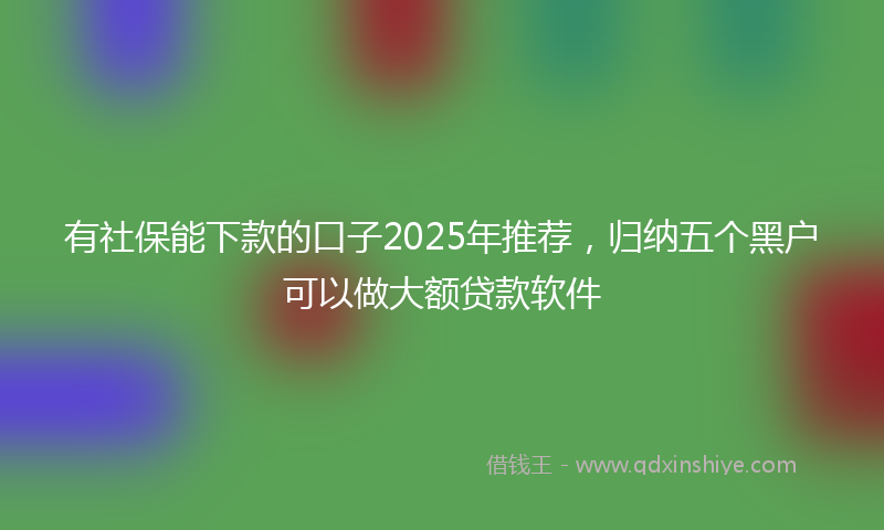 有社保能下款的口子2025年推荐，归纳五个黑户可以做大额贷款软件