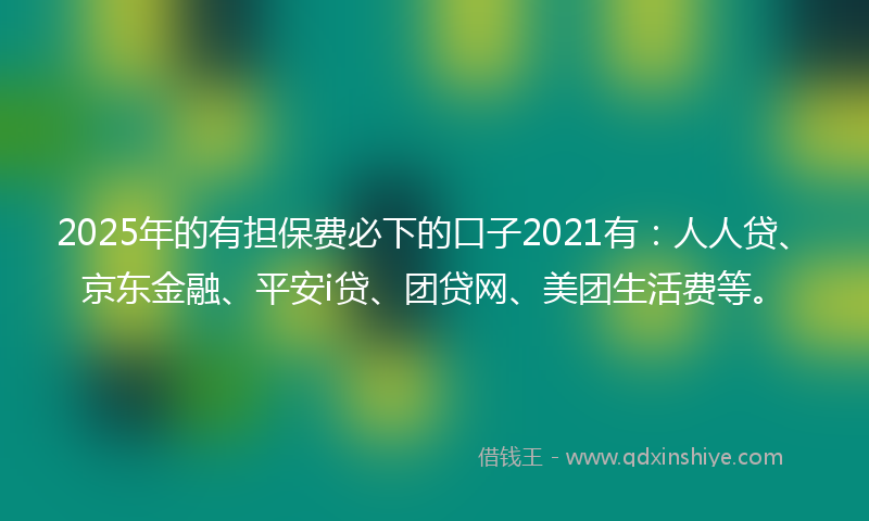 2025年的有担保费必下的口子2021有：人人贷、京东金融、平安i贷、团贷网、美团生活费等。