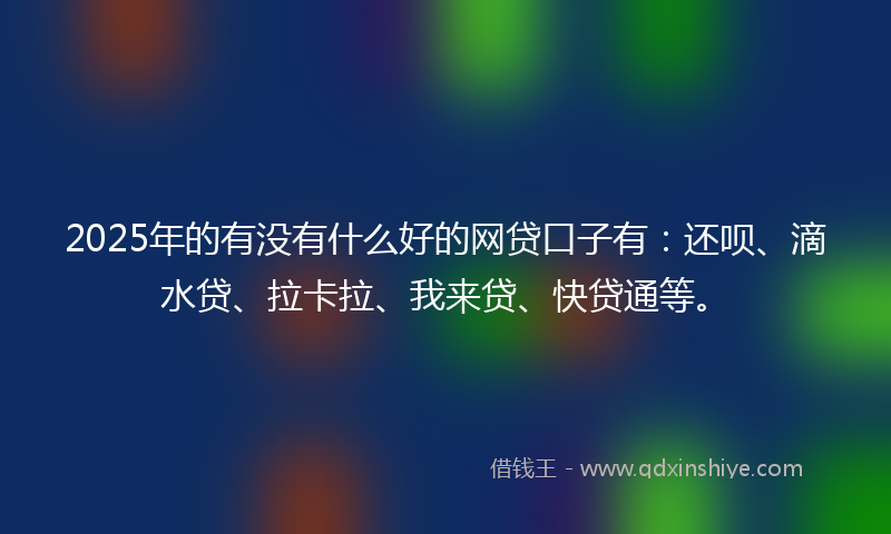 2025年的有没有什么好的网贷口子有：还呗、滴水贷、拉卡拉、我来贷、快贷通等。