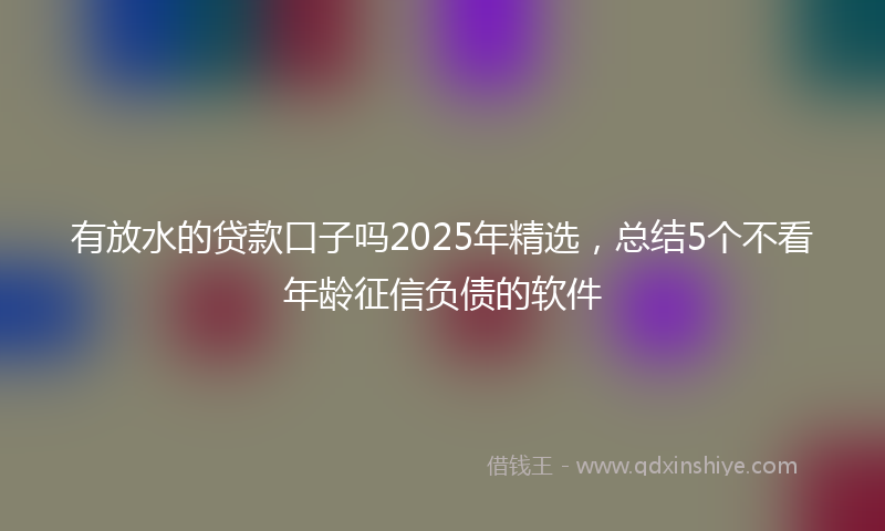 有放水的贷款口子吗2025年精选，总结5个不看年龄征信负债的软件