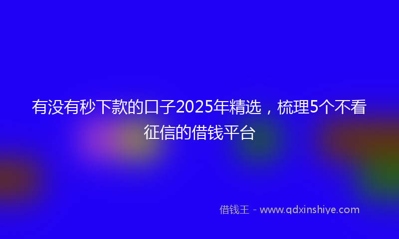有没有秒下款的口子2025年精选，梳理5个不看征信的借钱平台