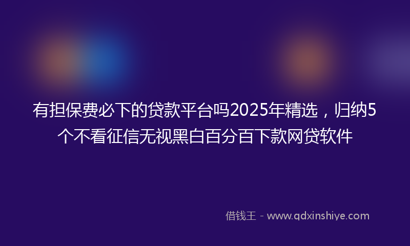 有担保费必下的贷款平台吗2025年精选，归纳5个不看征信无视黑白百分百下款网贷软件