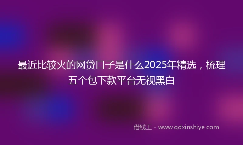 最近比较火的网贷口子是什么2025年精选，梳理五个包下款平台无视黑白
