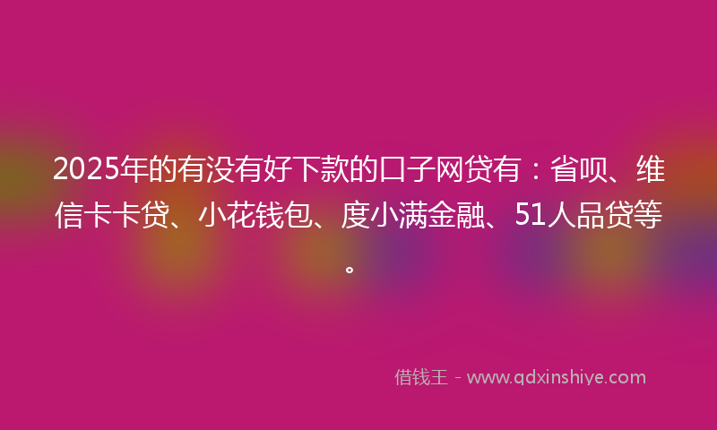 2025年的有没有好下款的口子网贷有：省呗、维信卡卡贷、小花钱包、度小满金融、51人品贷等。