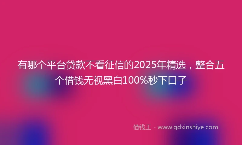 有哪个平台贷款不看征信的2025年精选，整合五个借钱无视黑白100%秒下口子