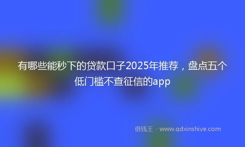有哪些能秒下的贷款口子2025年推荐，盘点五个低门槛不查征信的app