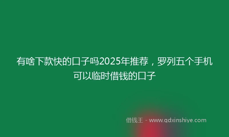有啥下款快的口子吗2025年推荐，罗列五个手机可以临时借钱的口子
