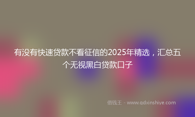 有没有快速贷款不看征信的2025年精选，汇总五个无视黑白贷款口子