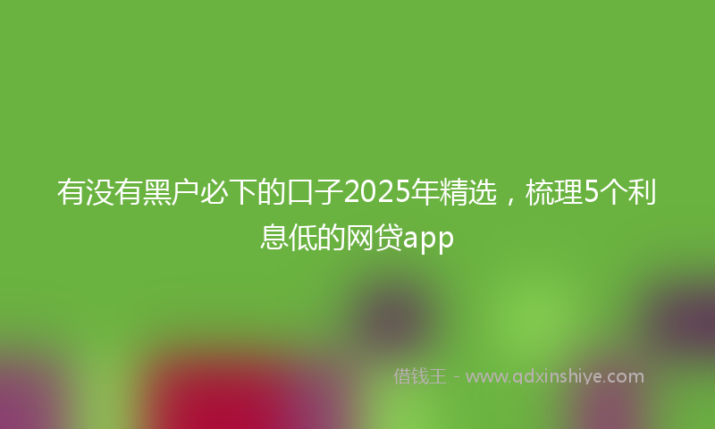 有没有黑户必下的口子2025年精选，梳理5个利息低的网贷app