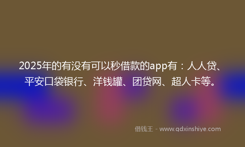 2025年的有没有可以秒借款的app有：人人贷、平安口袋银行、洋钱罐、团贷网、超人卡等。