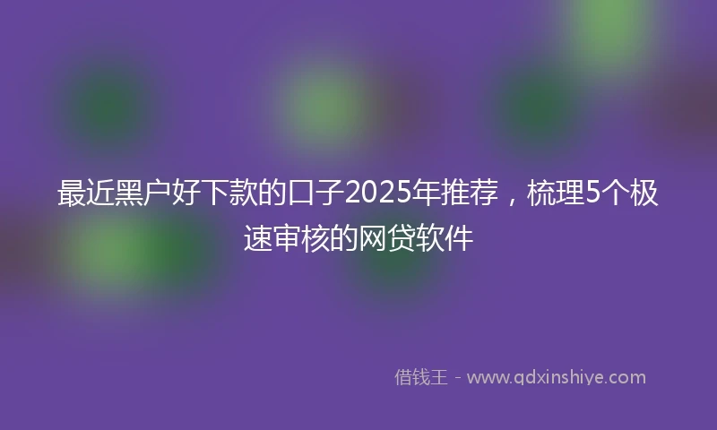 最近黑户好下款的口子2025年推荐,梳理5个极速审核的网贷软件