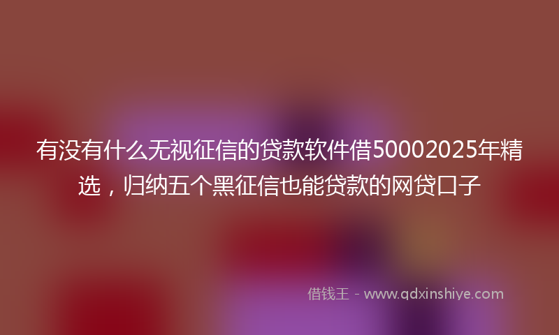 有没有什么无视征信的贷款软件借50002025年精选，归纳五个黑征信也能贷款的网贷口子