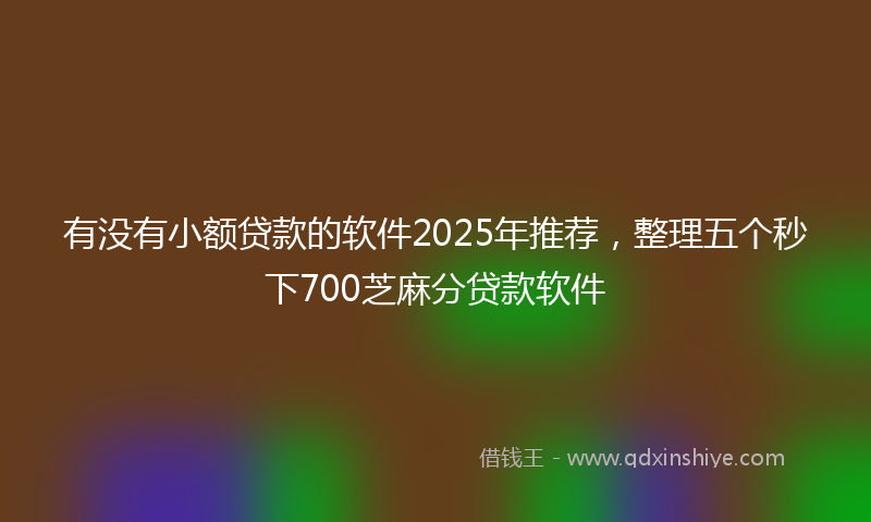 有没有小额贷款的软件2025年推荐，整理五个秒下700芝麻分贷款软件