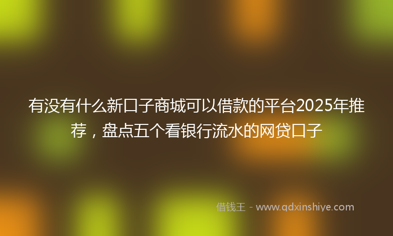 有没有什么新口子商城可以借款的平台2025年推荐，盘点五个看银行流水的网贷口子