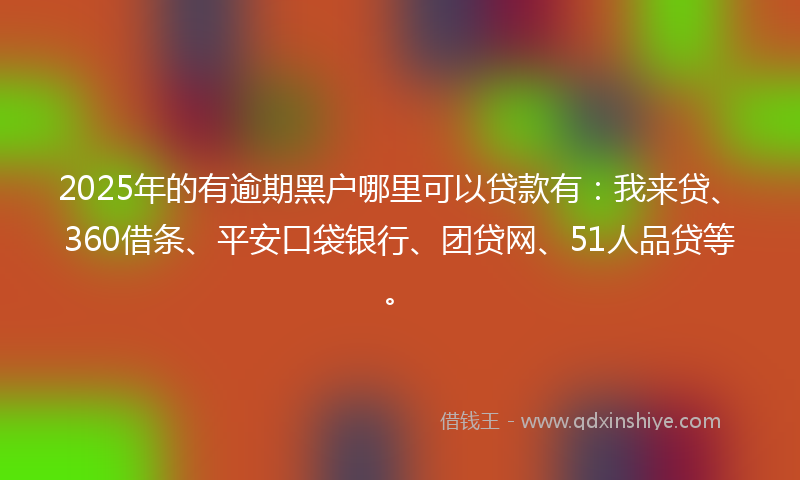 2025年的有逾期黑户哪里可以贷款有：我来贷、360借条、平安口袋银行、团贷网、51人品贷等。