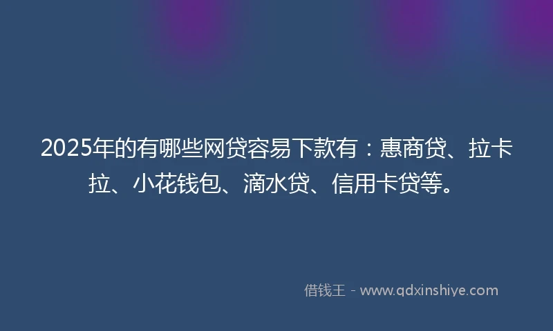 2025年的有哪些网贷容易下款有：惠商贷、拉卡拉、小花钱包、滴水贷、信用卡贷等。