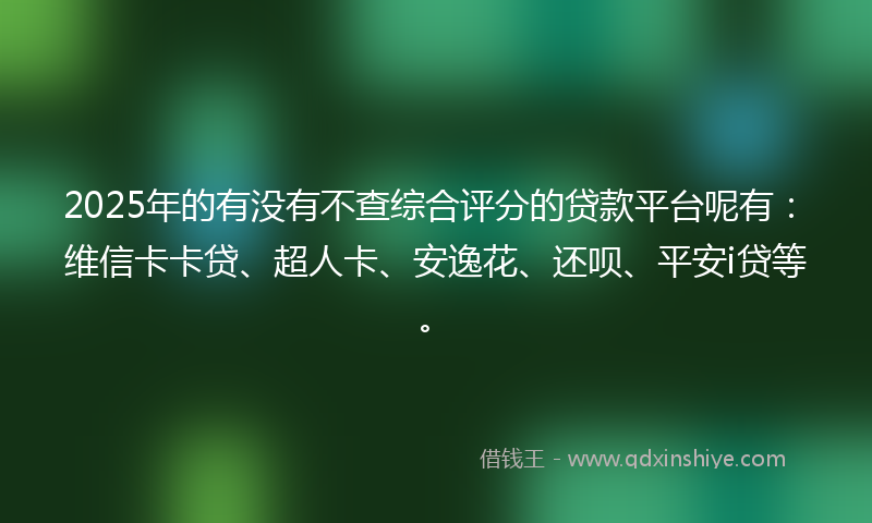 2025年的有没有不查综合评分的贷款平台呢有：维信卡卡贷、超人卡、安逸花、还呗、平安i贷等。