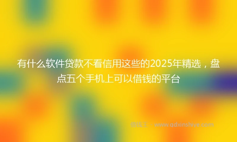 有什么软件贷款不看信用这些的2025年精选，盘点五个手机上可以借钱的平台
