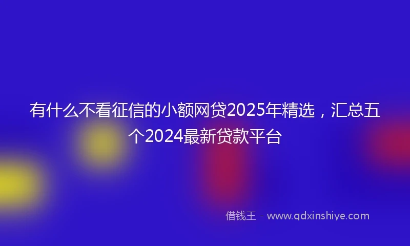 有什么不看征信的小额网贷2025年精选，汇总五个2024最新贷款平台