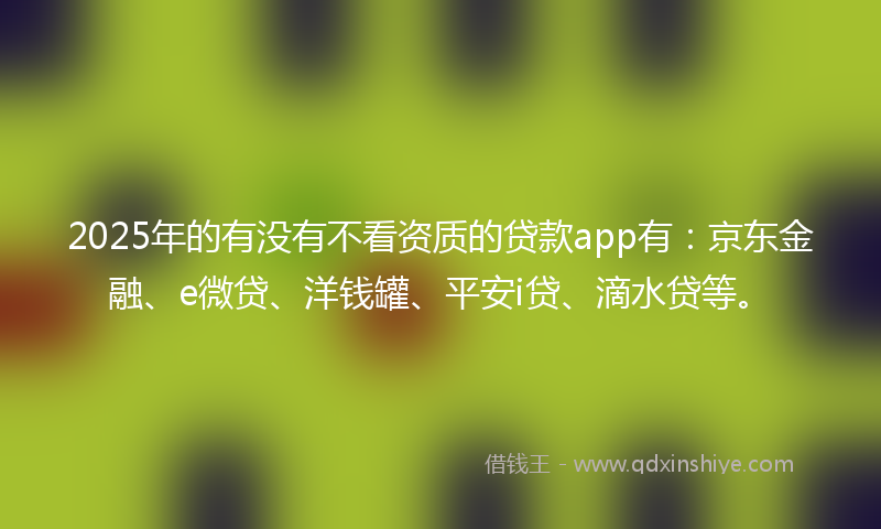 2025年的有没有不看资质的贷款app有：京东金融、e微贷、洋钱罐、平安i贷、滴水贷等。