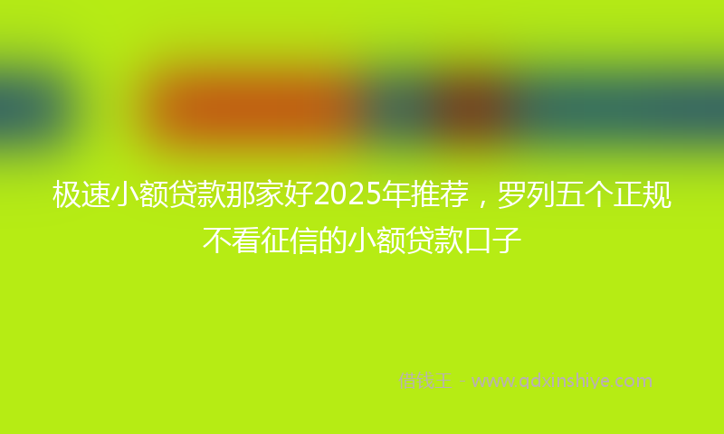 极速小额贷款那家好2025年推荐，罗列五个正规不看征信的小额贷款口子