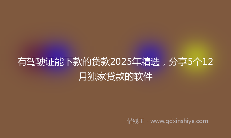 有驾驶证能下款的贷款2025年精选，分享5个12月独家贷款的软件