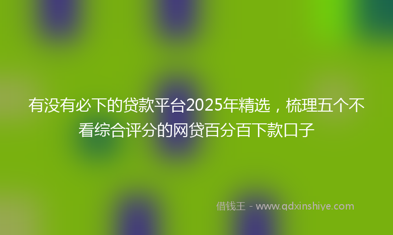 有没有必下的贷款平台2025年精选，梳理五个不看综合评分的网贷百分百下款口子