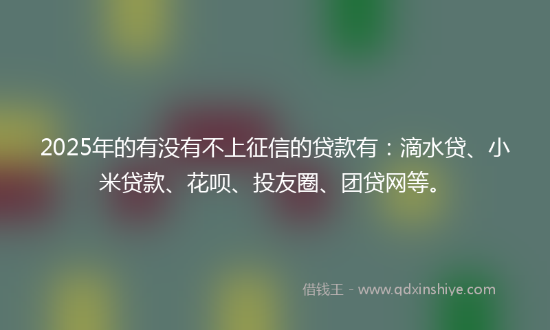 2025年的有没有不上征信的贷款有：滴水贷、小米贷款、花呗、投友圈、团贷网等。