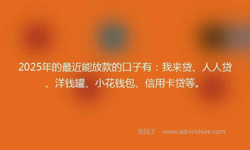 2025年的最近能放款的口子有：我来贷、人人贷、洋钱罐、小花钱包、信用卡贷等。