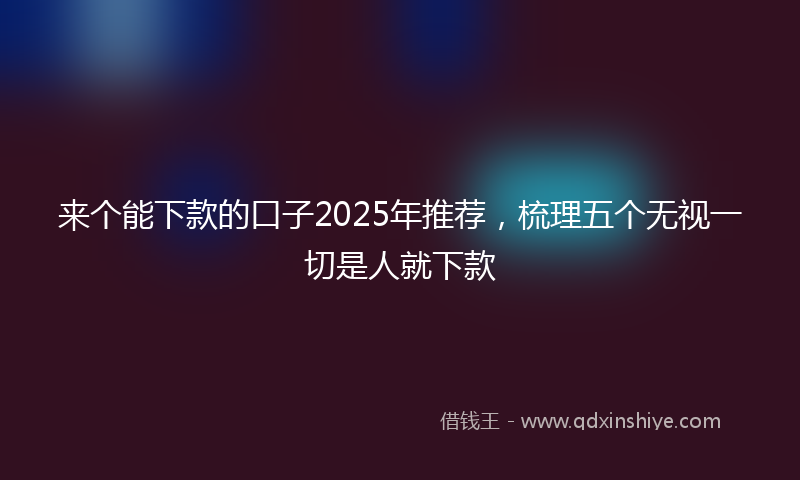 来个能下款的口子2025年推荐，梳理五个无视一切是人就下款