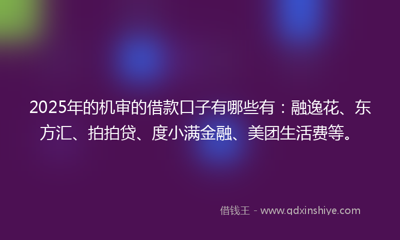 2025年的机审的借款口子有哪些有：融逸花、东方汇、拍拍贷、度小满金融、美团生活费等。