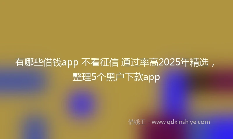 有哪些借钱app 不看征信 通过率高2025年精选，整理5个黑户下款app