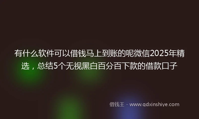 有什么软件可以借钱马上到账的呢微信2025年精选，总结5个无视黑白百分百下款的借款口子