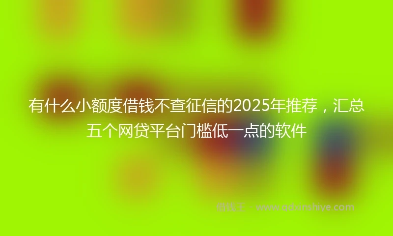 有什么小额度借钱不查征信的2025年推荐，汇总五个网贷平台门槛低一点的软件