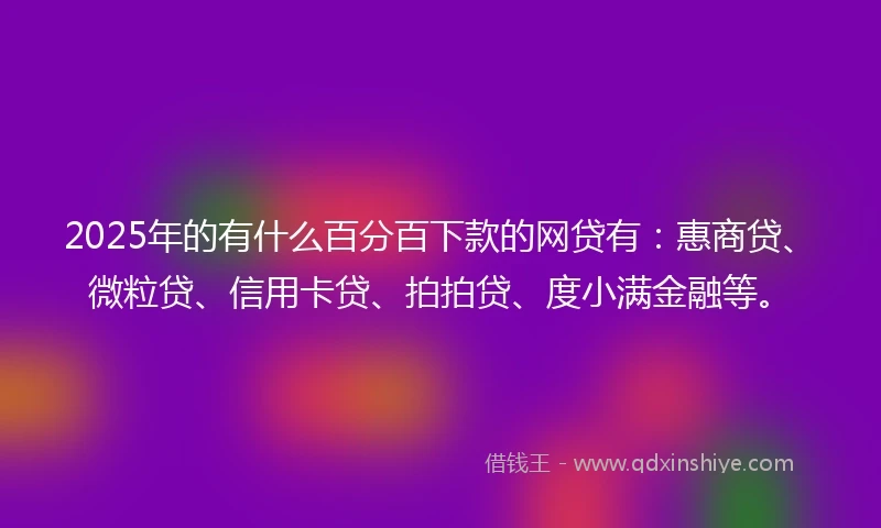 2025年的有什么百分百下款的网贷有：惠商贷、微粒贷、信用卡贷、拍拍贷、度小满金融等。