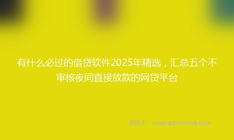 有什么必过的借贷软件2025年精选，汇总五个不审核夜间直接放款的网贷平台