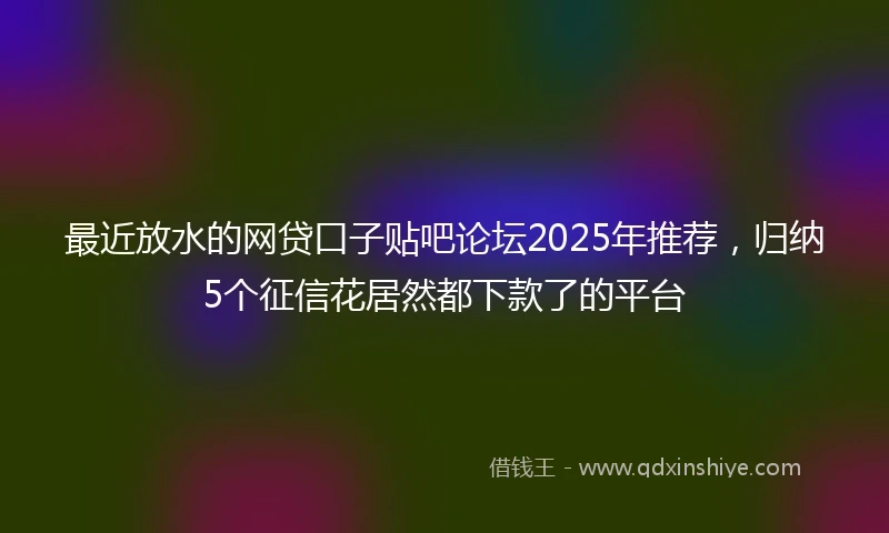 最近放水的网贷口子贴吧论坛2025年推荐，归纳5个征信花居然都下款了的平台