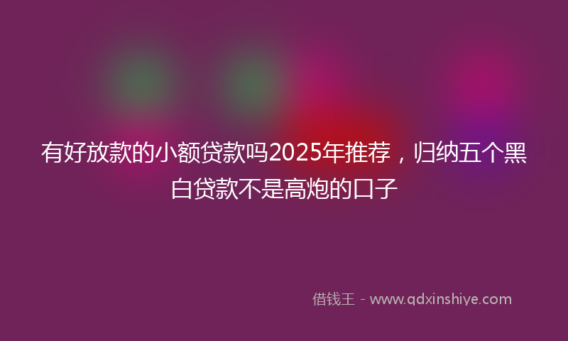 有好放款的小额贷款吗2025年推荐，归纳五个黑白贷款不是高炮的口子
