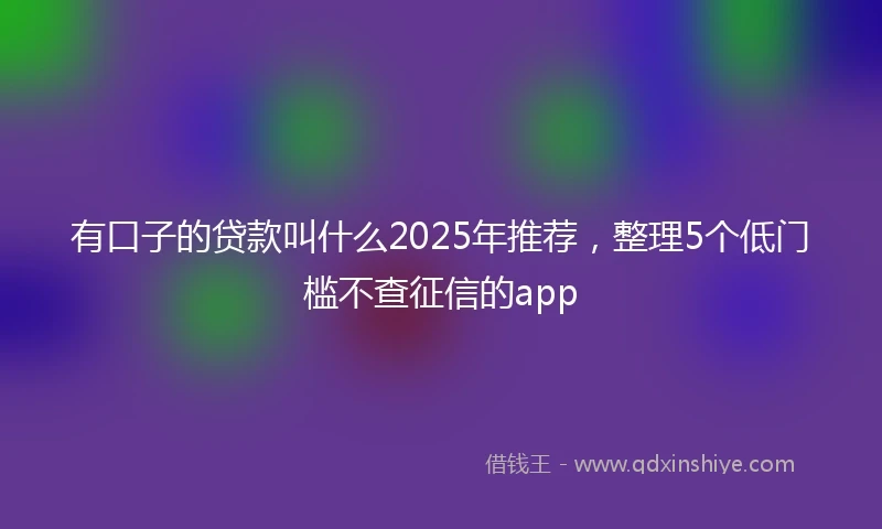有口子的贷款叫什么2025年推荐，整理5个低门槛不查征信的app