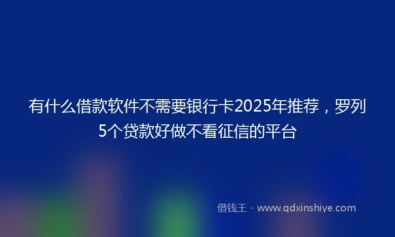 有什么借款软件不需要银行卡2025年推荐，罗列5个贷款好做不看征信的平台