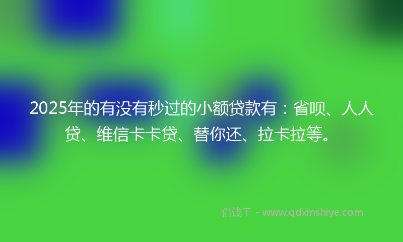 2025年的有没有秒过的小额贷款有：省呗、人人贷、维信卡卡贷、替你还、拉卡拉等。