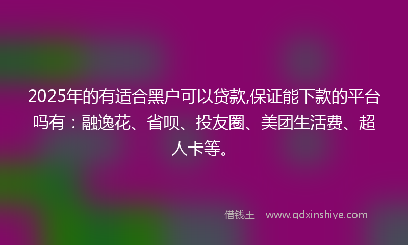 2025年的有适合黑户可以贷款,保证能下款的平台吗有：融逸花、省呗、投友圈、美团生活费、超人卡等。
