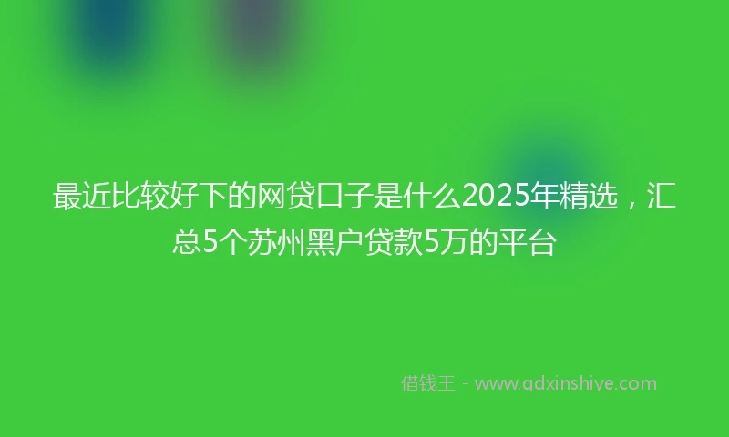 最近比较好下的网贷口子是什么2025年精选,汇总5个苏州黑户贷款5万的平台