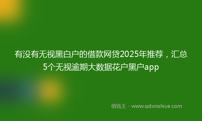 有没有无视黑白户的借款网贷2025年推荐，汇总5个无视逾期大数据花户黑户app